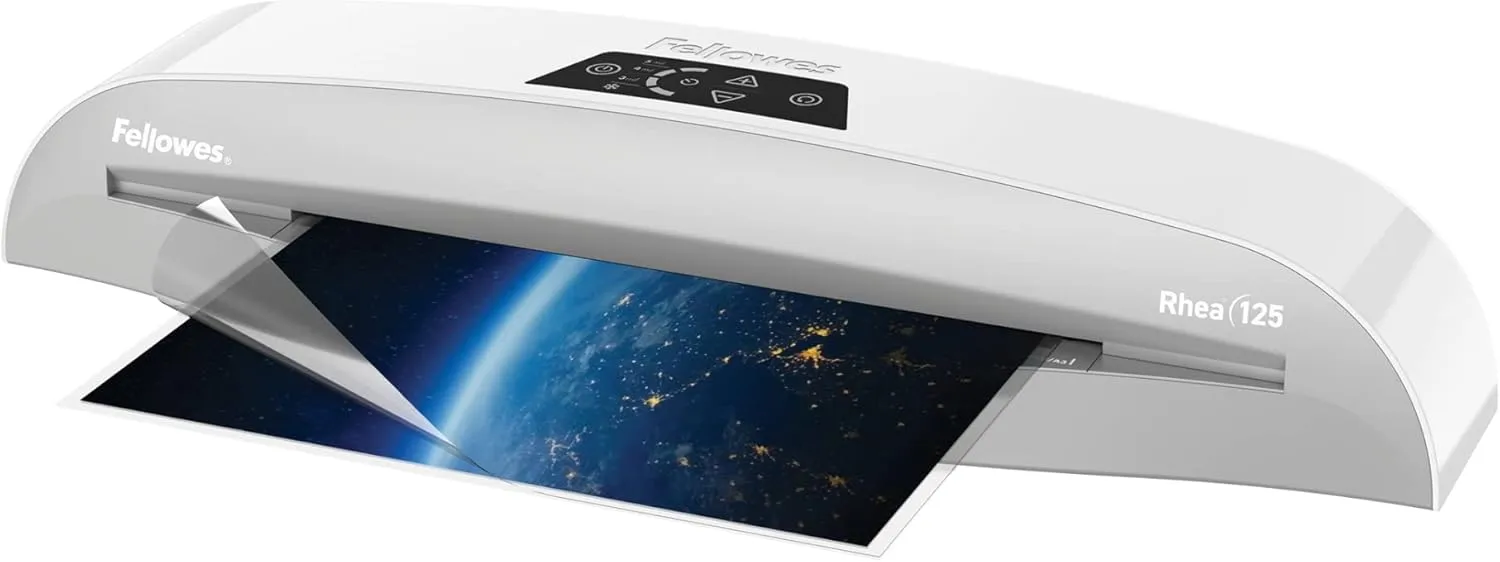 Fellowes Rhea Laminator With Pouch Starter Kit, 12.5" Width, White/Gray