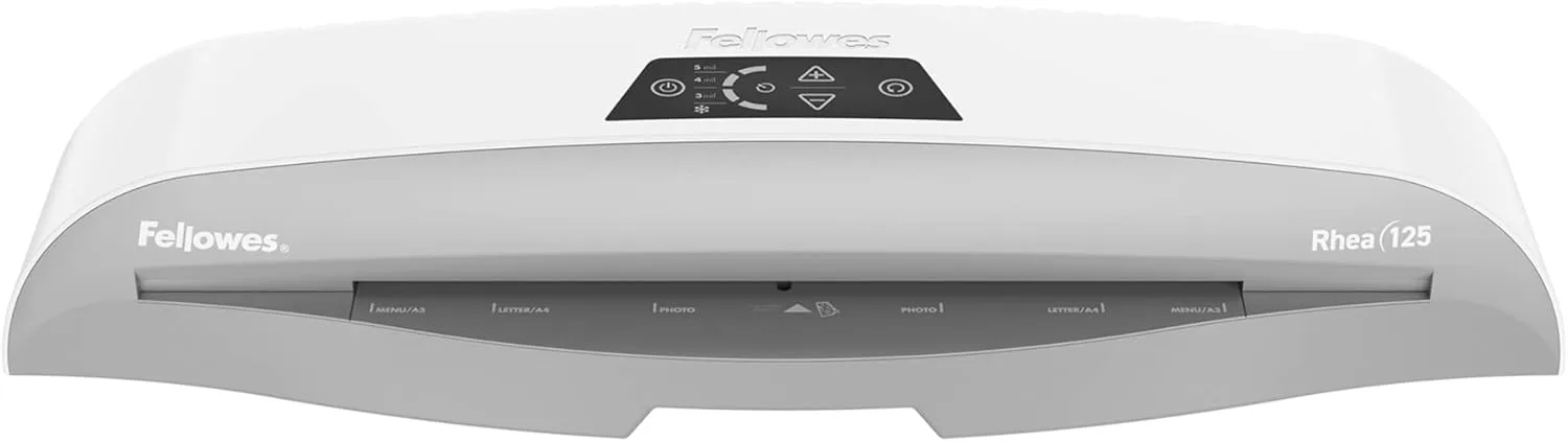 Fellowes Rhea Laminator With Pouch Starter Kit, 12.5" Width, White/Gray