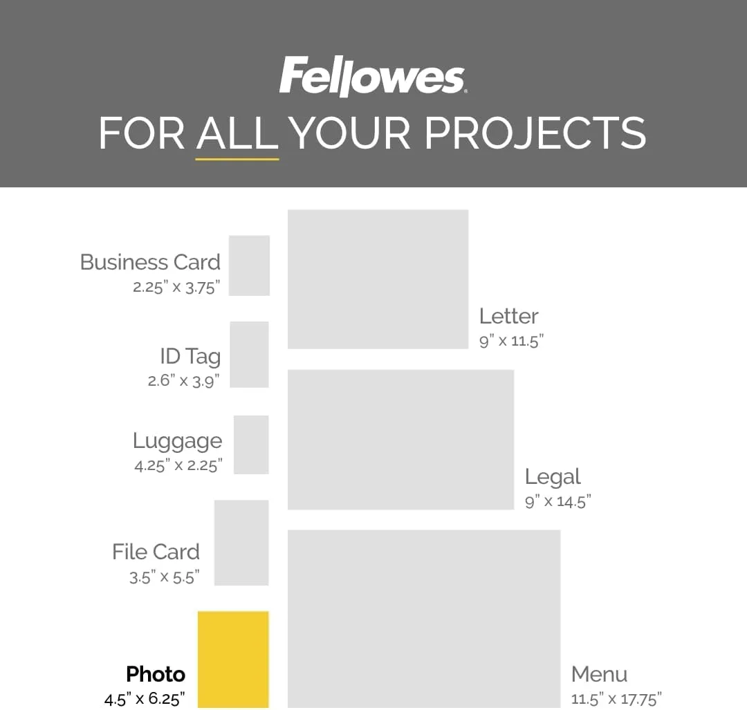 Fellowes Self-Adhesive Pouches - Photo, 5mil, 5 pack - Laminating Pouch/Sheet Size: 6.25inx 5 mil Thickness - Type G