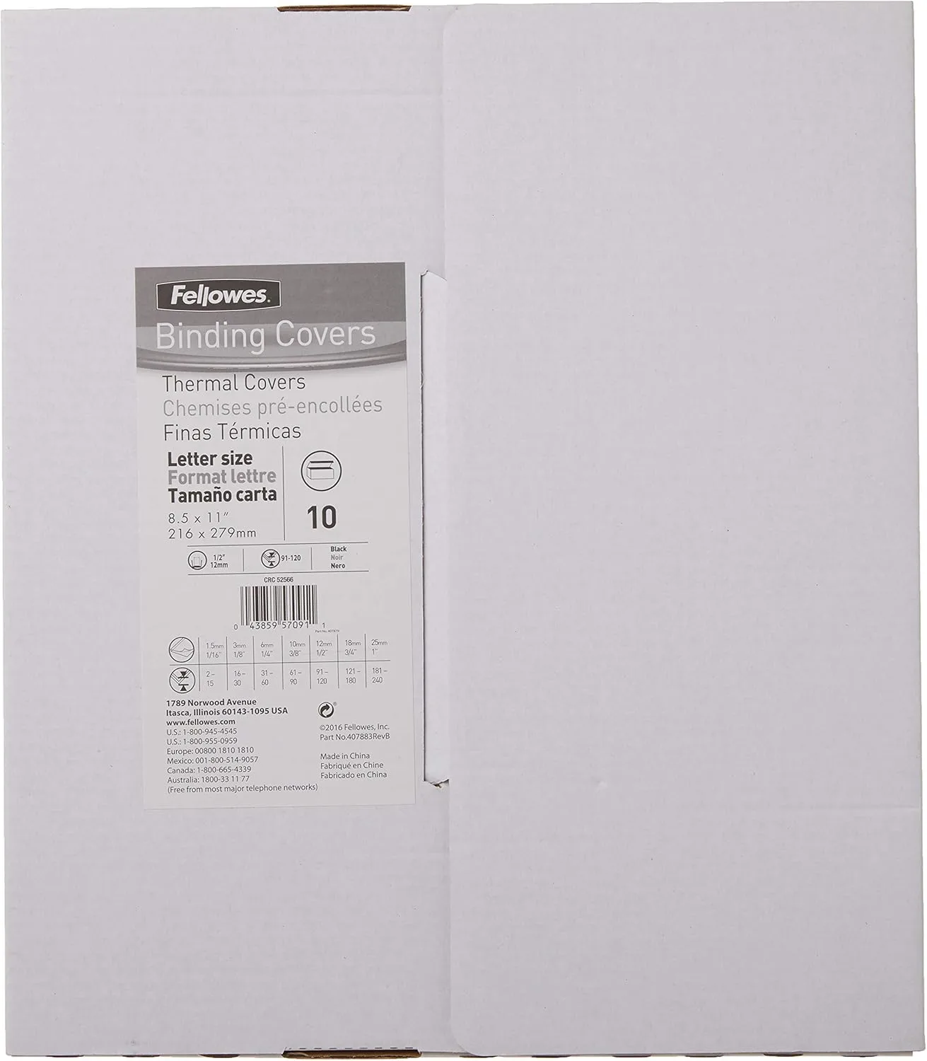 Fellowes Thermal Binding System Presentation Covers, Clear, 91 to 120 Sheet Capacity, 11 x 8.5, Unpunched, 10/Pack