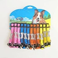 Adjustable Nylon Pet Collar with Bone Charm - Bell