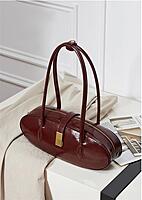 OIL WAXED COWHIDE UNDERARM SINGLE SHOULDER BAG WINE RED
