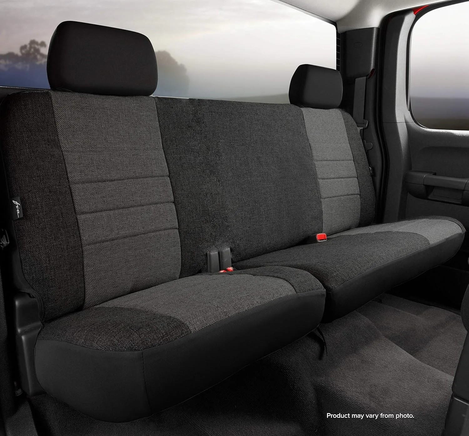 FIA OE32-67 CHARC Custom Fit Rear Seat Cover, 60/40 Split Cushion - Tweed (Charcoal)