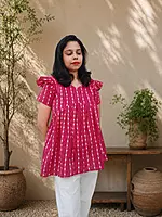 Short Top: Ruffle sleeves Maroon