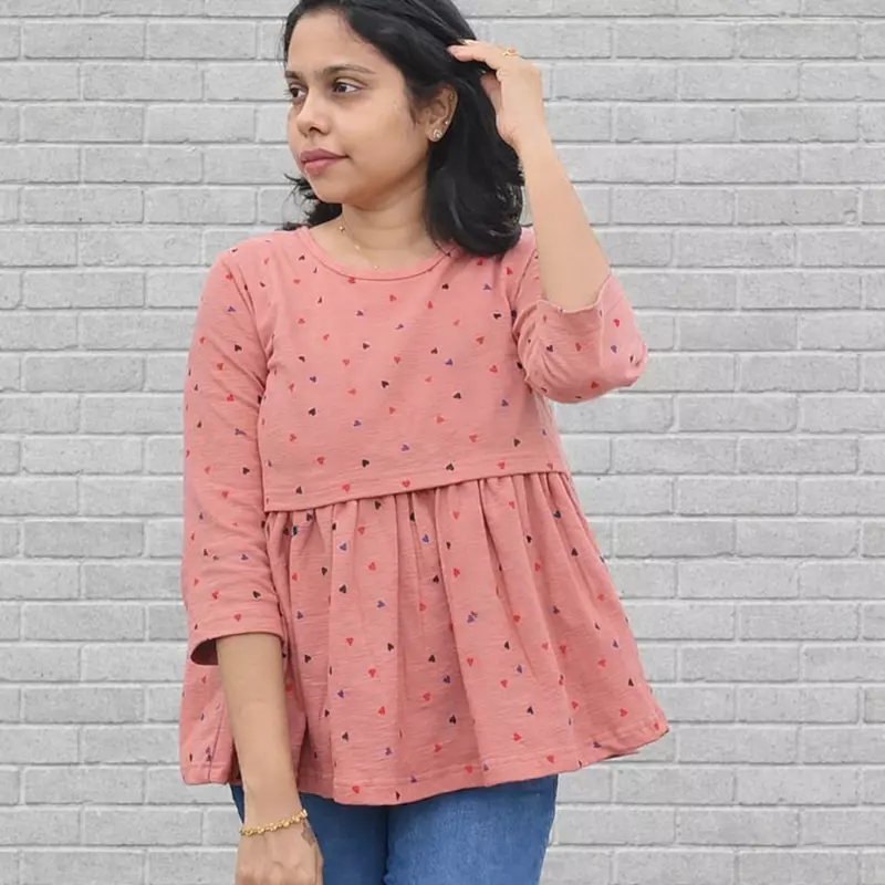 Peplum Top Pink Hearts