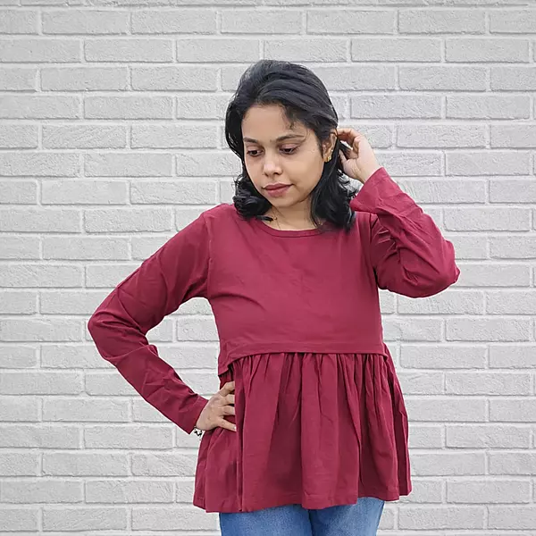 Peplum Maroon Full Hand
