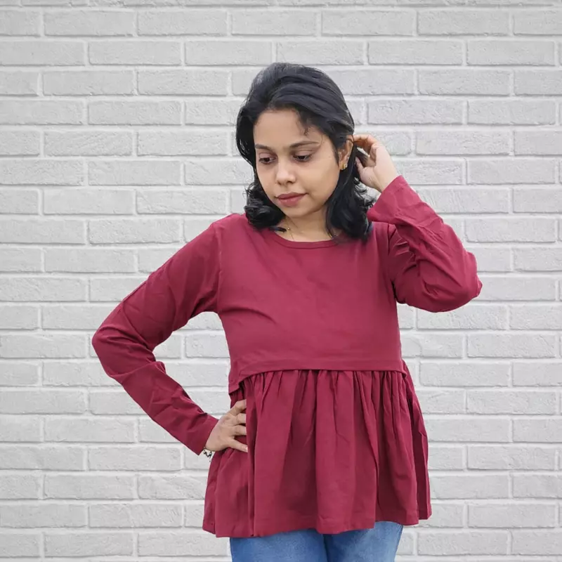 Peplum Maroon Full Hand