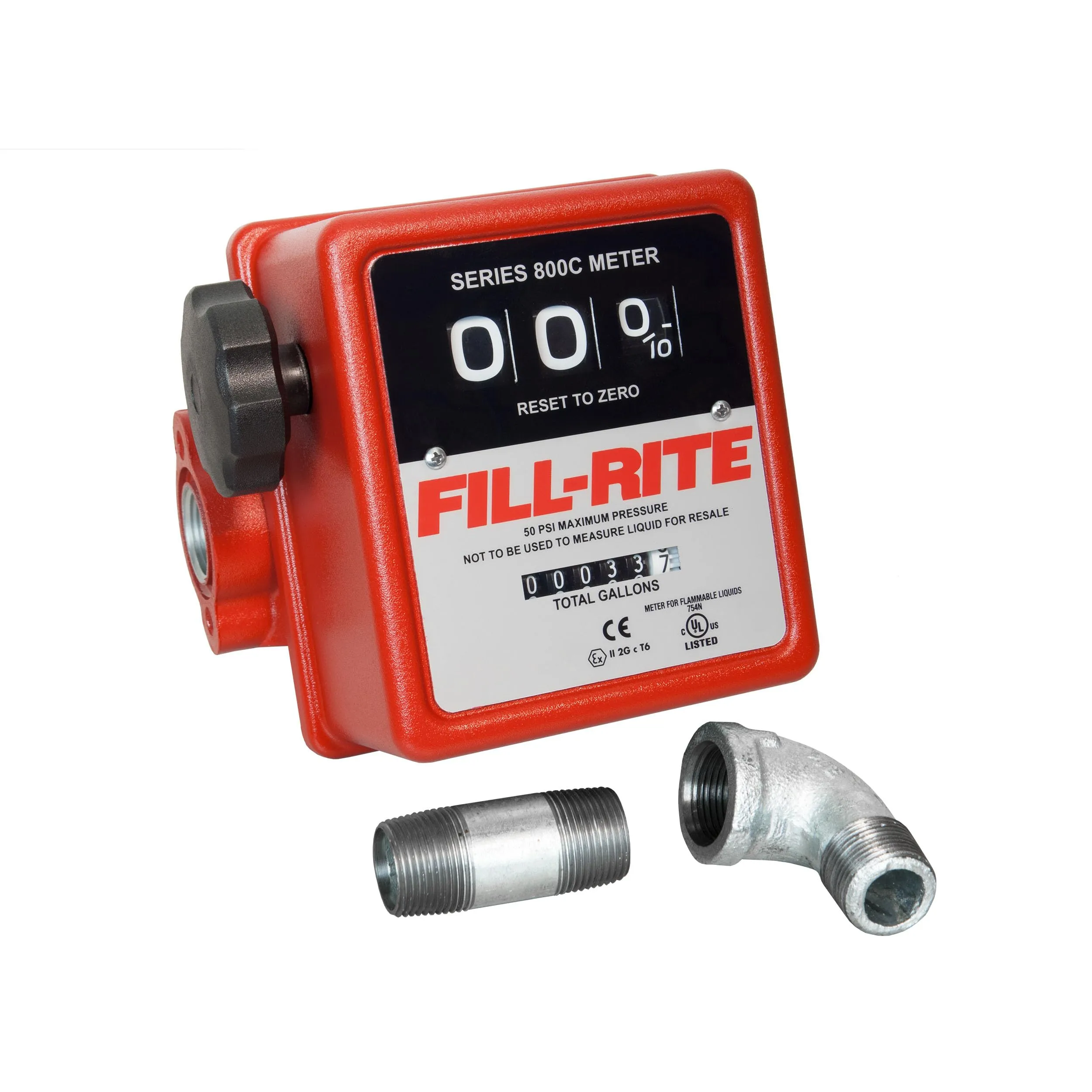 Fill-Rite 807CMK 3 Wheel Mechanical 3/4" 5 to 20 GPM Fuel Transfer Meter w/Mounting Kit