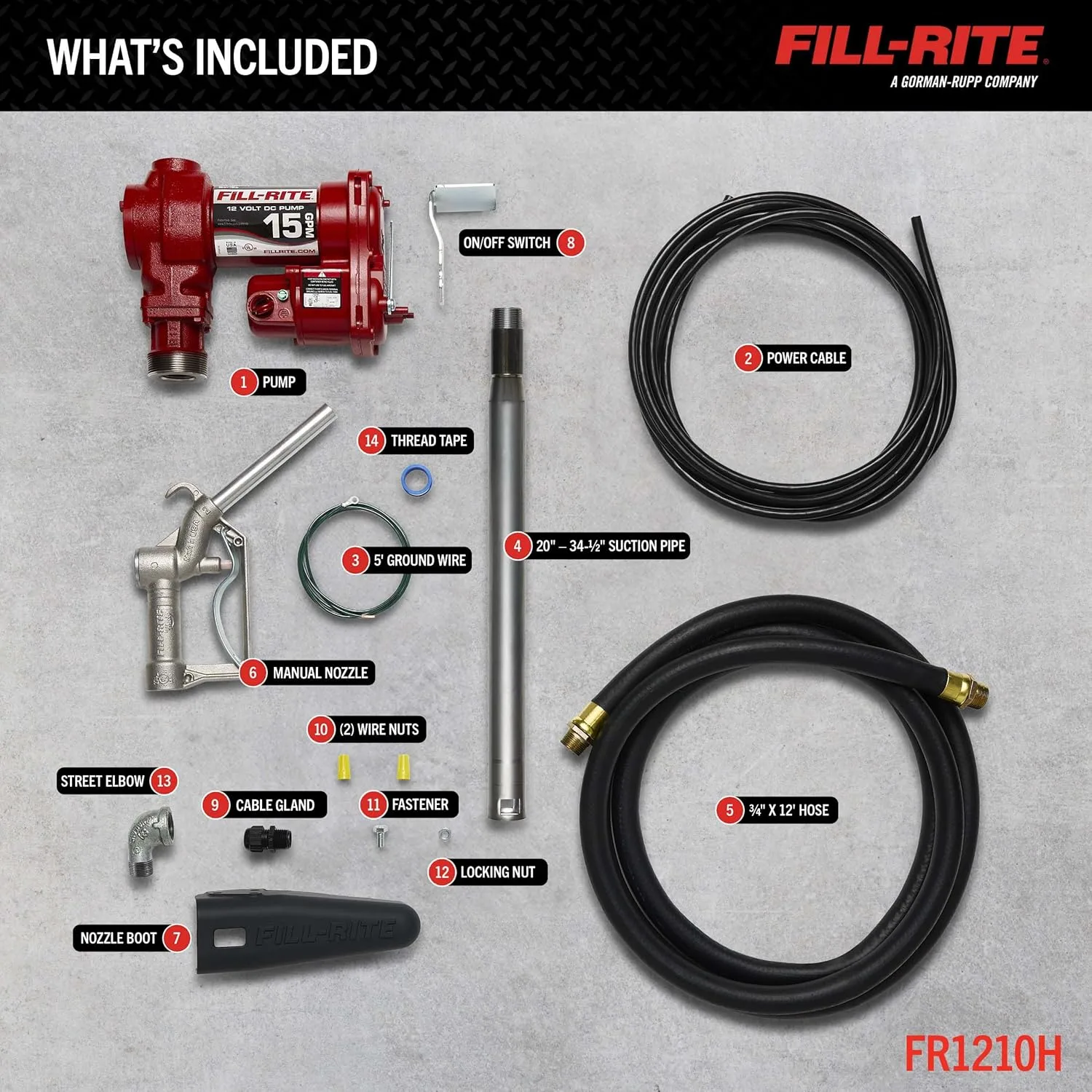 Fill-Rite FR1200 Series 12V 15 GPM Fuel Transfer Pump