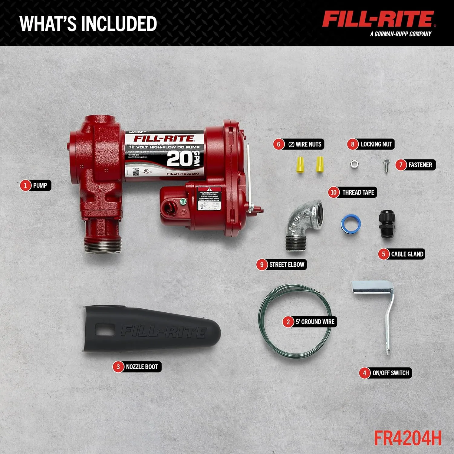 Fill-Rite FR4204H 12V 20 GPM Fuel Transfer Pump (Pump Only)