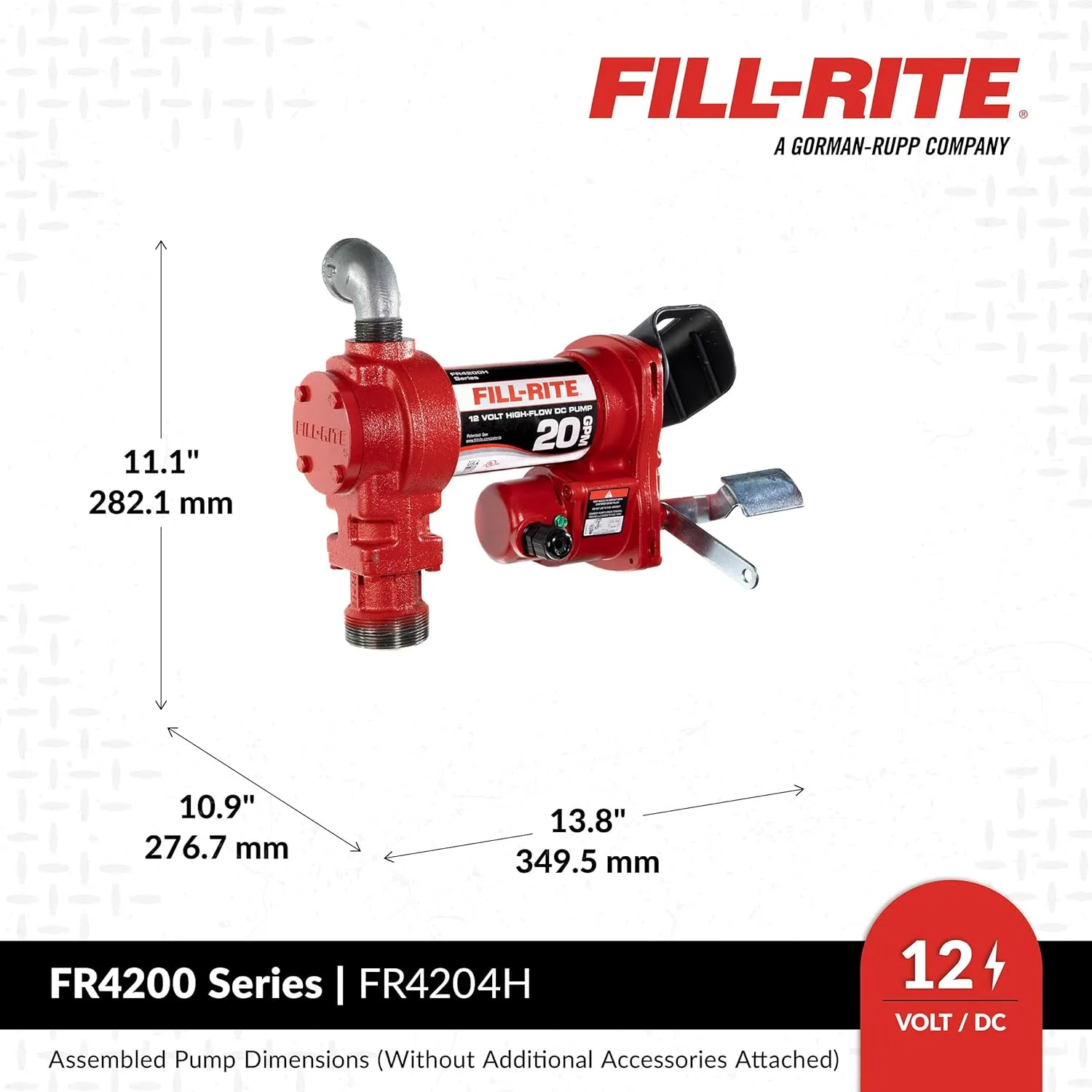 Fill-Rite FR4204H 12V 20 GPM Fuel Transfer Pump (Pump Only)