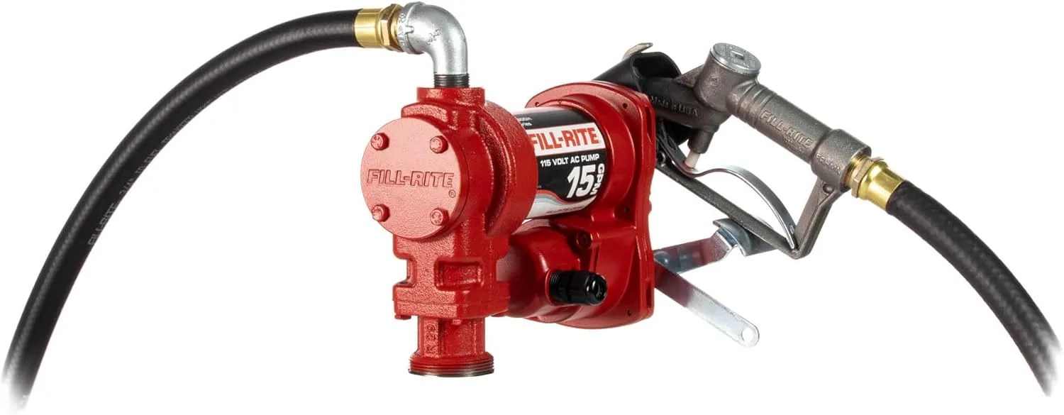 Fill-Rite FR610H 115V 15 GPM Fuel Transfer Pump w/Discharge Hose & Manual Nozzle