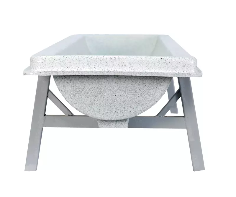 Farmex feeder trough 100L made from food-grade HDPE for sheep and goats showing dimentions - details