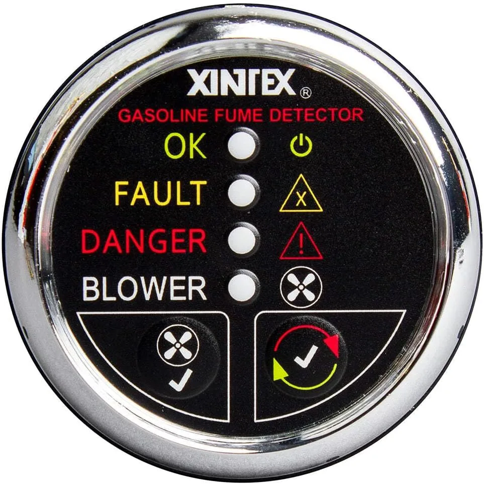 Fireboy-Xintex Gasoline Fume Detector w/Blower Control - Chrome Bezel - 12V