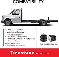 Firestone Airide 2061 Ride-Rite Rear Air Springs Kit — Fits 1992-2022 E350 Dual Rear Wheels