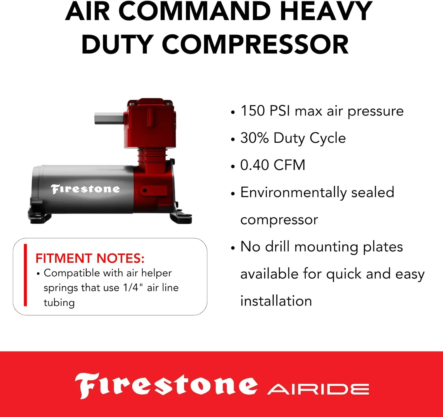 Firestone Airide 2168 Air Command Heavy Duty Compressor with Analog Gauge Kit