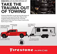 Firestone Airide 2478 Ride-Rite Rear Air Springs Kit fits 2010-2025 Ram 3500HD Cab-Chassis | 5-100 PSI | No Drill Installation | Reduces Tire Wear | Enhances Brake Effectiveness
