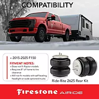 Firestone Airide 2582 Rear Air Spring Kit fits 2015-2025 F150 | Load Capacity of 5,000 Pounds | 5-100 PSI | Enhances Brake Effectiveness | No Drill System | Increased Road Safety