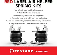Firestone Airide 2700 Red Label Rear Air Springs Kit fits 2001-2010 Silverado Sierra 2500HD 3500HD