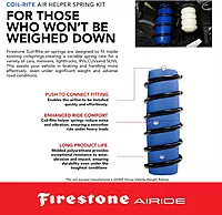 Firestone Airide 4169 Coil-Rite Rear Air Springs Kit fits 2008-2017 Grand Caravan and 2009-2012 Routan | 5-35 PSI | 1,000 lbs Load Capacity | No Drill Installation | Made of Elastic Polyurethane
