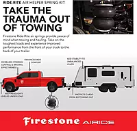 Firestone Airide 2600 Ride-Rite Rear Air Springs Kit fits 2017-2022 F250 F350 2WD | 20-100 PSI | No Drill Installation | Load Capacity of 5,000 Pounds | Levels Headlight Beams