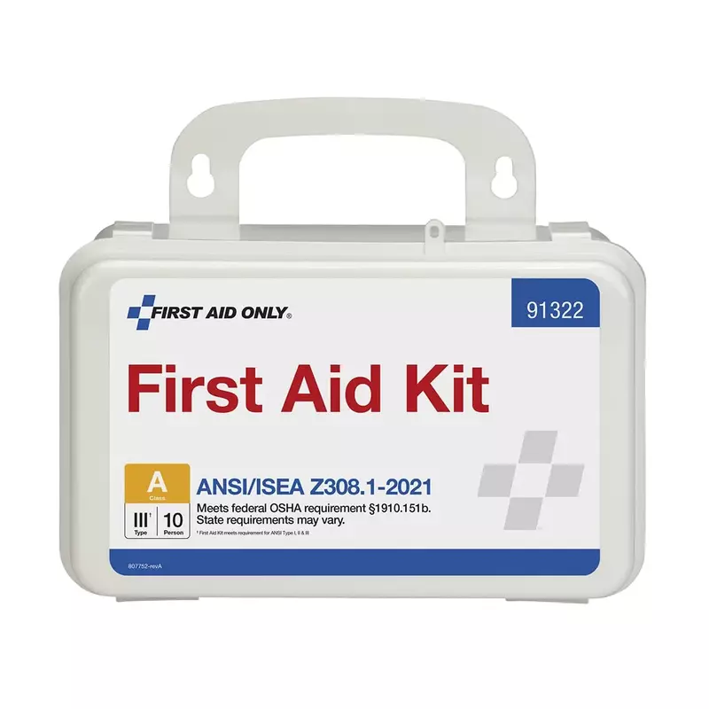 First Aid Only 91322 ANSI A 2021 and OSHA Compliant First Aid Kit, 10-Person Emergency First Aid Kit for Business, Home, Car