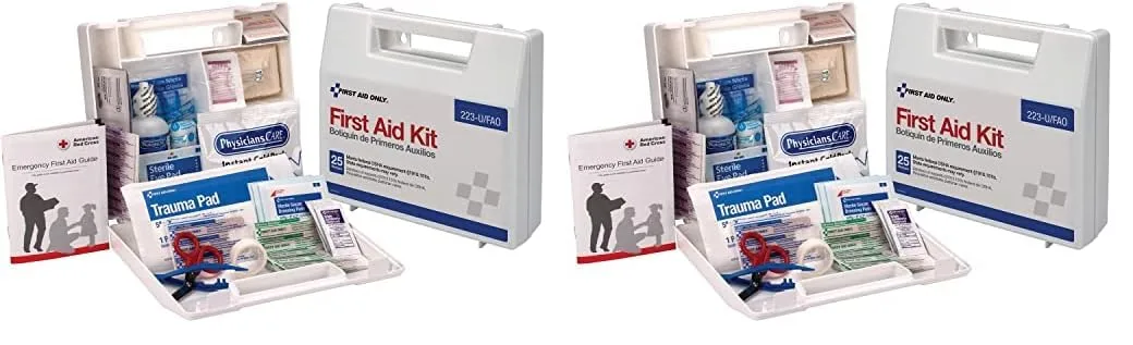 First Aid Only 223-U 25 Person Bulk First Aid Kit, 106-Piece Kit, White (Pack of 2) 2.5" x 8.4" x 9" (Pack of 2) First Aid