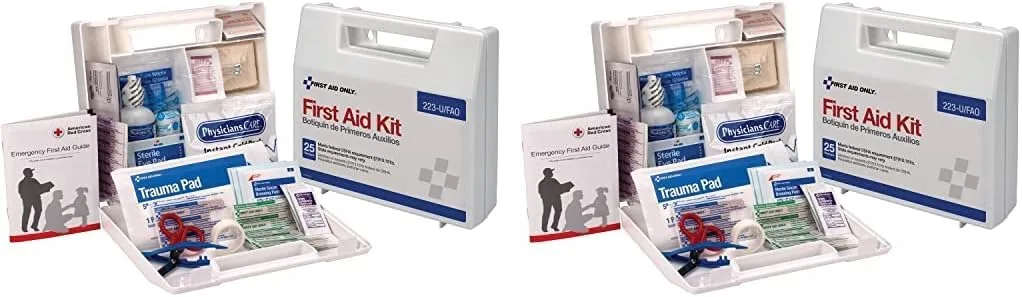 First Aid Only 223-U 25 Person Bulk First Aid Kit, 106-Piece Kit, White (Pack of 2) 2.5" x 8.4" x 9" (Pack of 2) First Aid