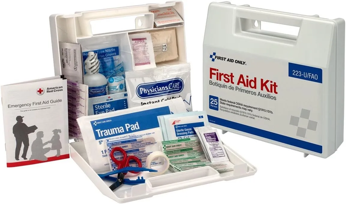 First Aid Only 223-U 25 Person Bulk First Aid Kit, 106-Piece Kit, White (Pack of 2) 2.5" x 8.4" x 9" (Pack of 2) First Aid