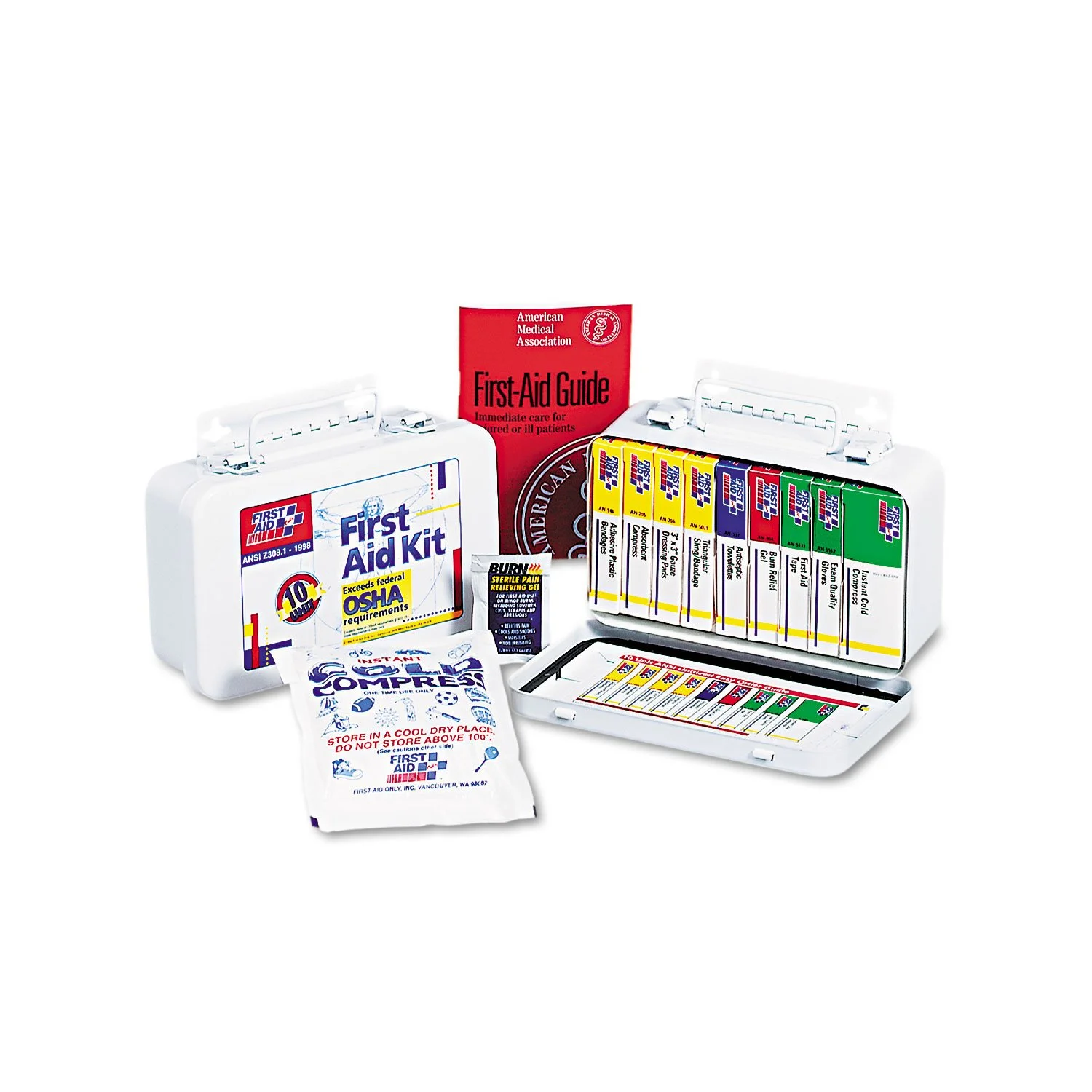 First Aid Only 240-AN: 10 Unit First Aid Kit, Metal Case