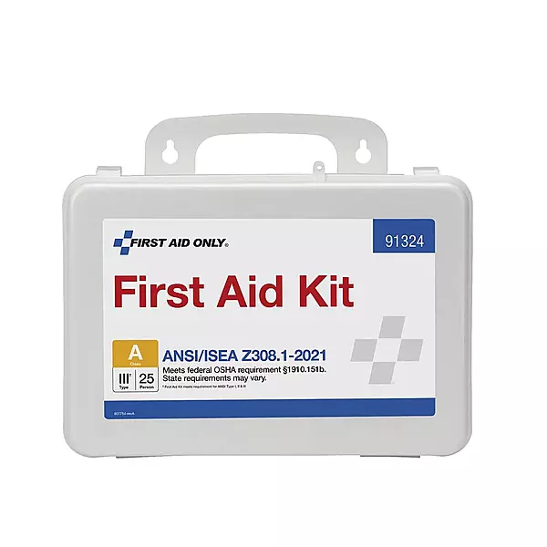 First Aid Only 91324 ANSI A 2021 and OSHA Compliant First Aid Kit, 25-Person Emergency First Aid Kit for Business, Home, Car