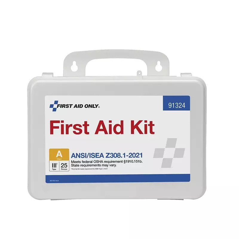 First Aid Only 91324 ANSI A 2021 and OSHA Compliant First Aid Kit, 25-Person Emergency First Aid Kit for Business, Home, Car