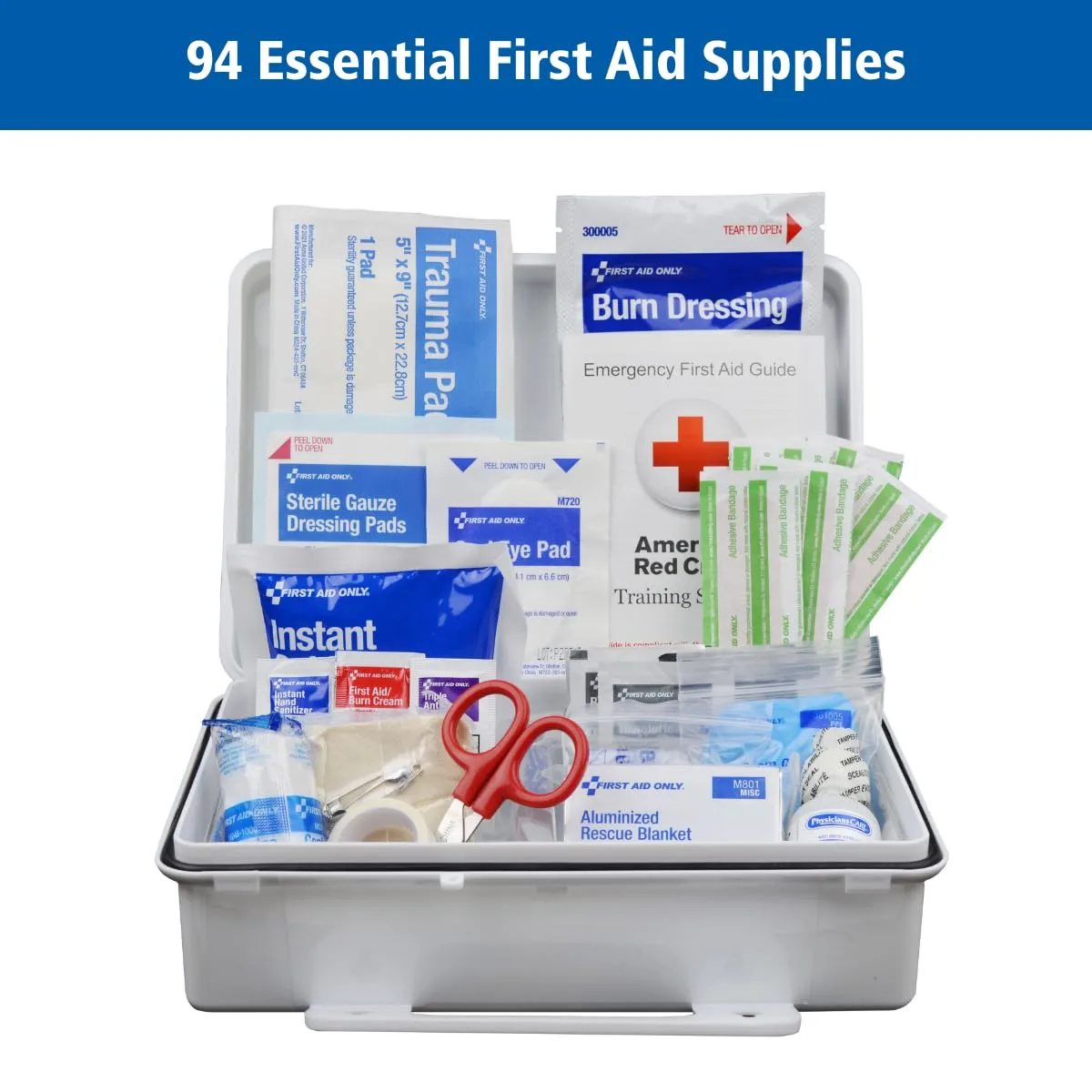 First Aid Only 91324 ANSI A 2021 and OSHA Compliant First Aid Kit, 25-Person Emergency First Aid Kit for Business, Home, Car