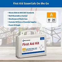 First Aid Only 91324 ANSI A 2021 and OSHA Compliant First Aid Kit, 25-Person Emergency First Aid Kit for Business, Home, Car