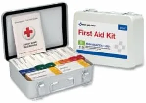 First Aid Only 91348C 25 Person ANSI 2021 Class A, 16 Unit Metal First Aid Kit, Custom Logo