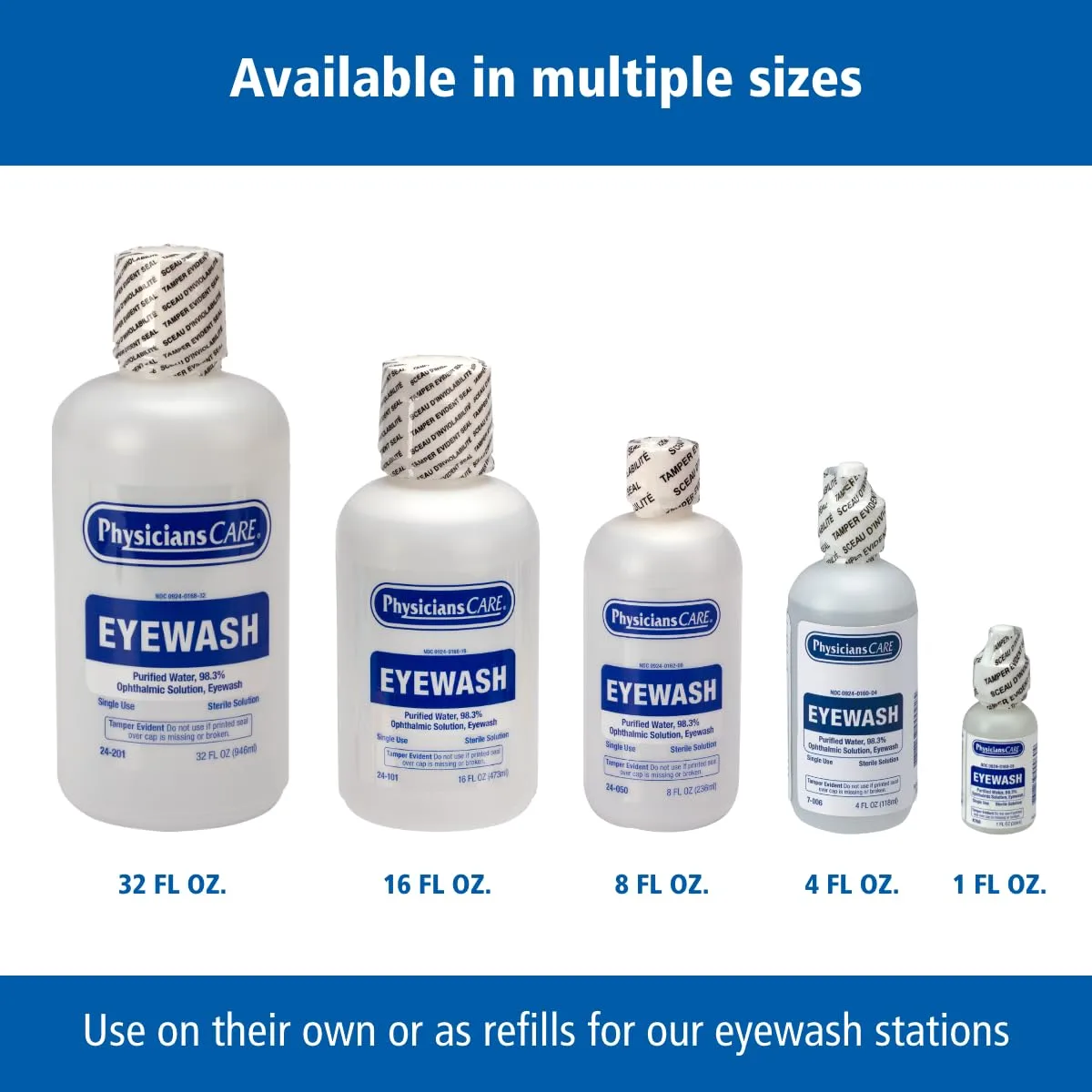 FIRST AID ONLY PhysiciansCare Eye Wash Solution, Sterile Isotonic Buffered, 32 oz Bottle