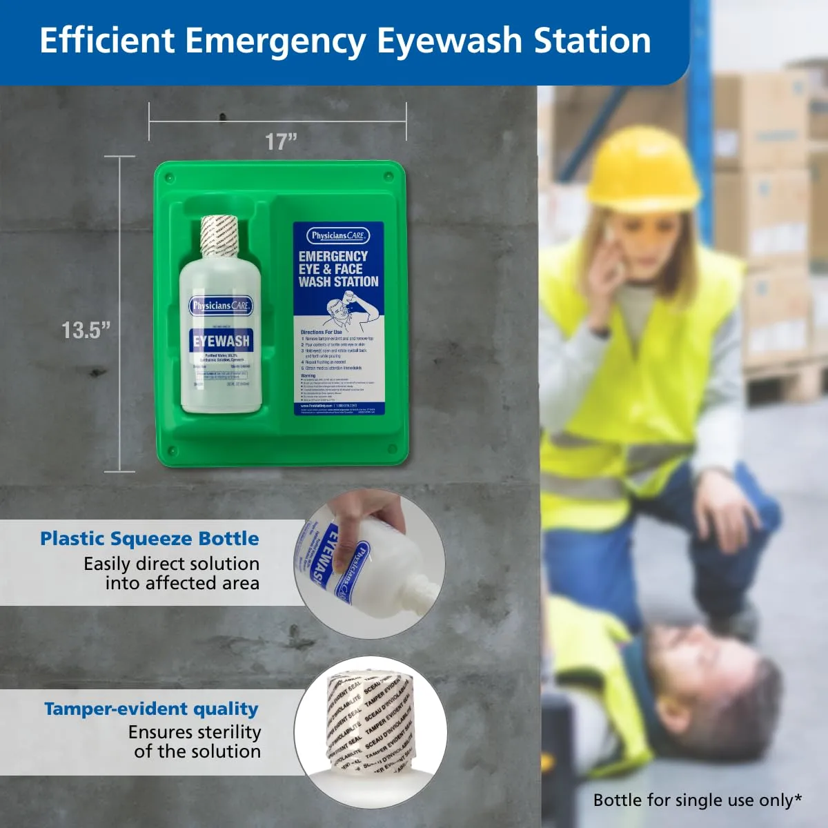 FIRST AID ONLY PhysiciansCare Eye Wash Solution, Sterile Isotonic Buffered, 32 oz Bottle