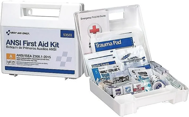 FIRST AID ONLY ANSI A First Aid Kit - Durable Plastic Case