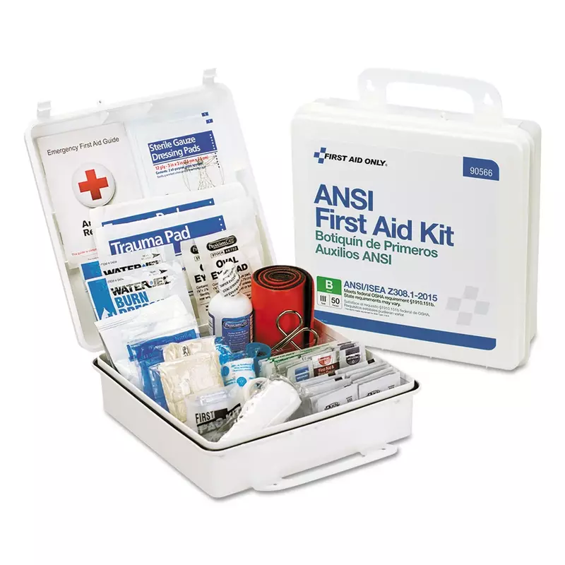 First Aid Only 90566 ANSI B 2015 and OSHA Compliant First Aid Kit, 50-Person Emergency First Aid Kit for Business, Home, Car