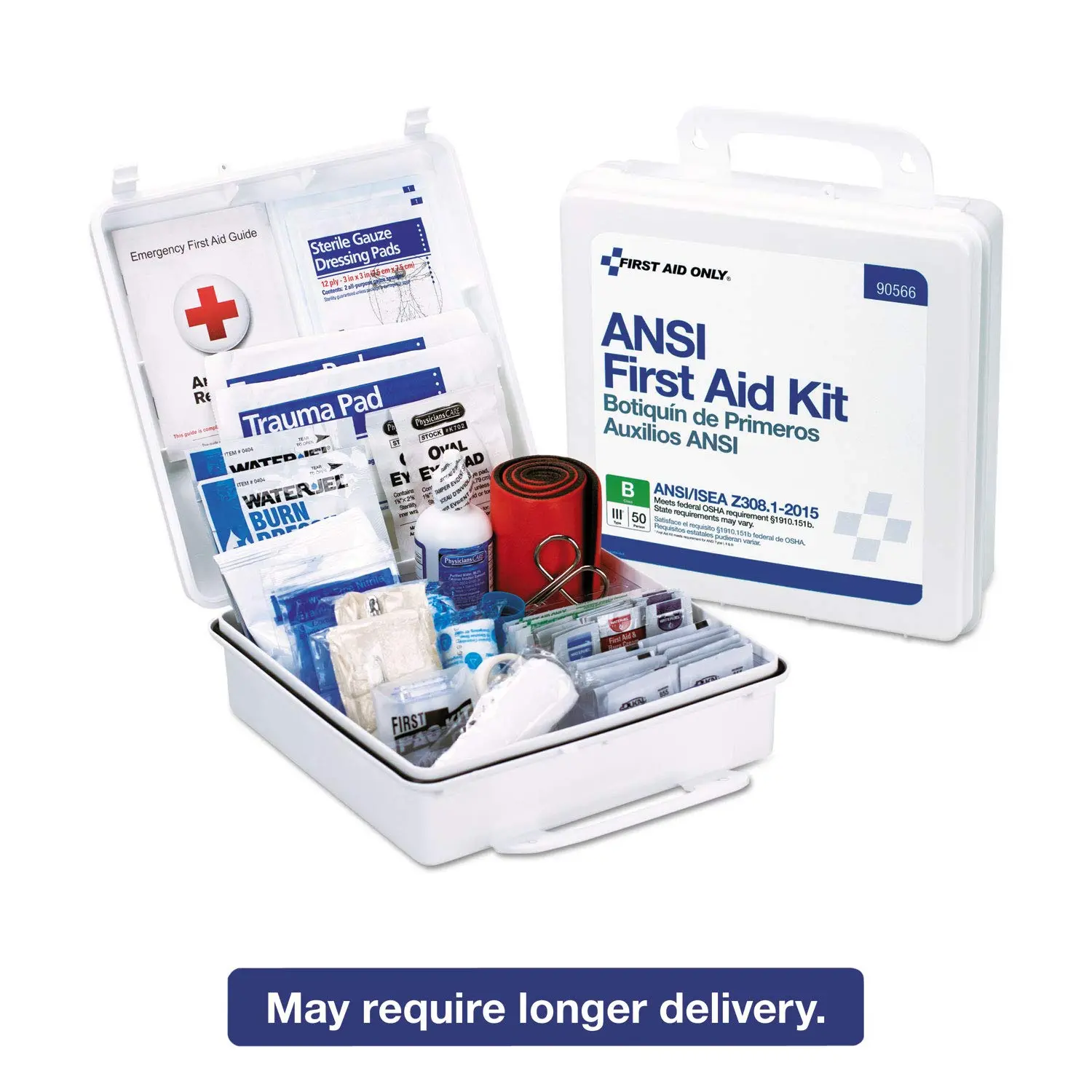 First Aid Only 90566 ANSI B 2015 and OSHA Compliant First Aid Kit, 50-Person Emergency First Aid Kit for Business, Home, Car