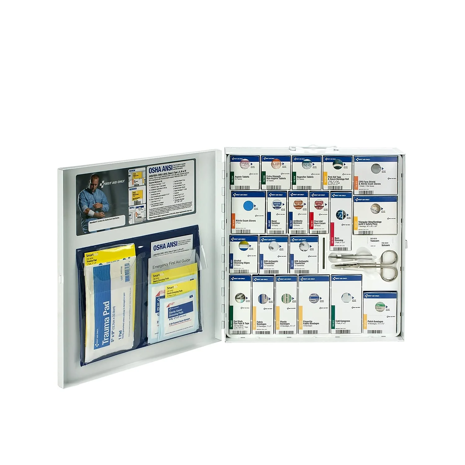 First Aid Only 90566 ANSI B 2015 and OSHA Compliant First Aid Kit, 50-Person Emergency First Aid Kit for Business, Home, Car