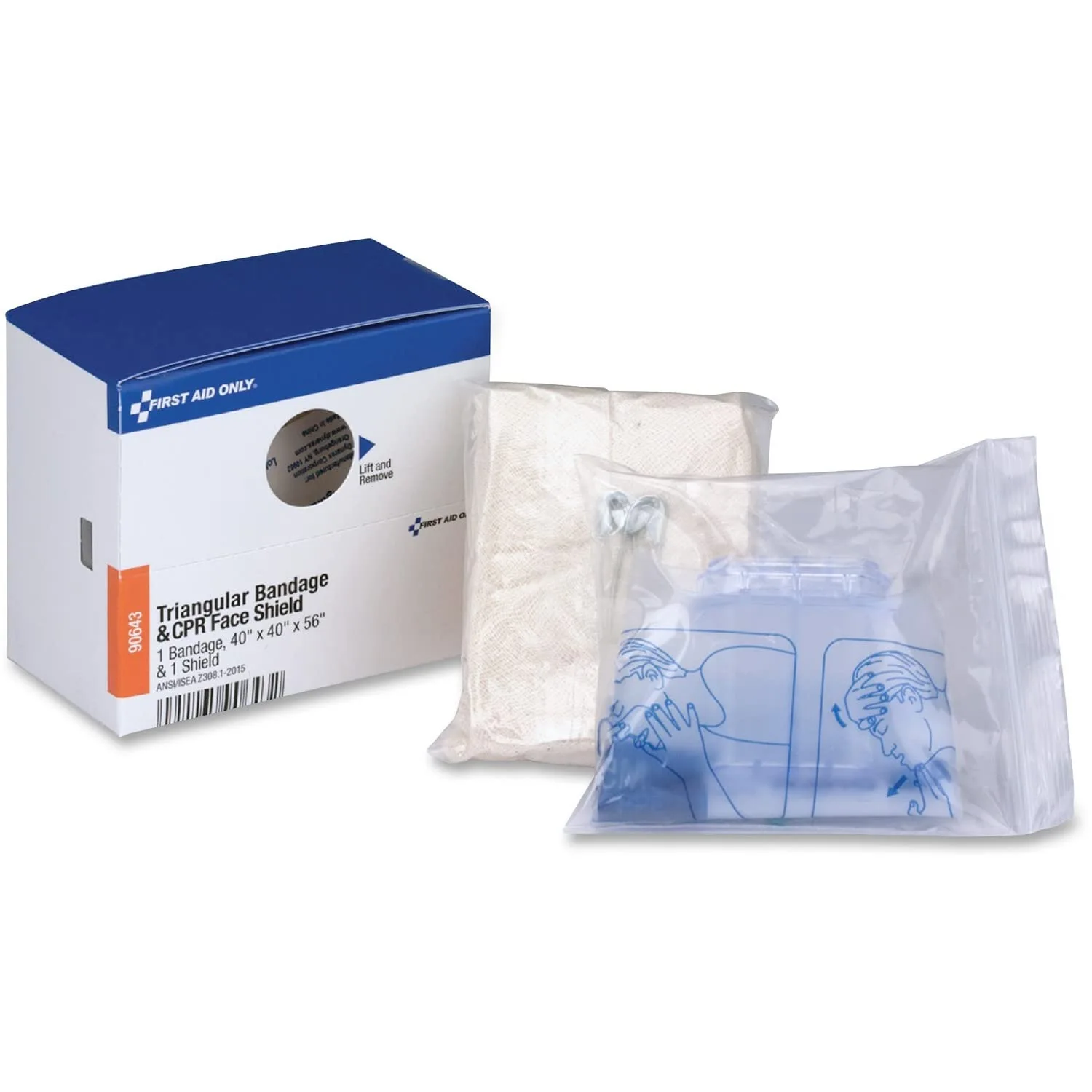 First Aid Only 90643 SmartCompliance Refill CPR Mask and Muslin Triangular Bandage per/box