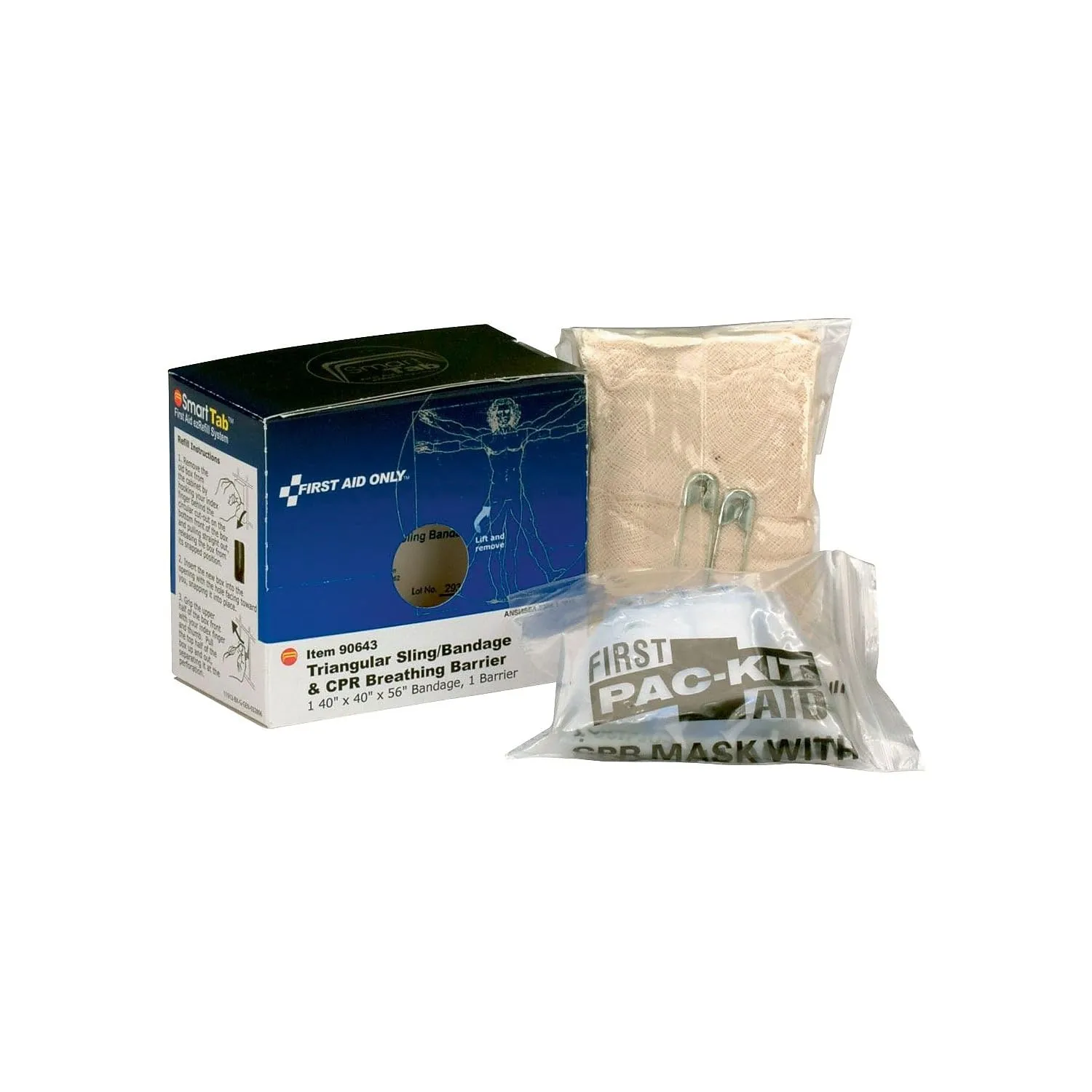 First Aid Only 90643 SmartCompliance Refill CPR Mask and Muslin Triangular Bandage per/box