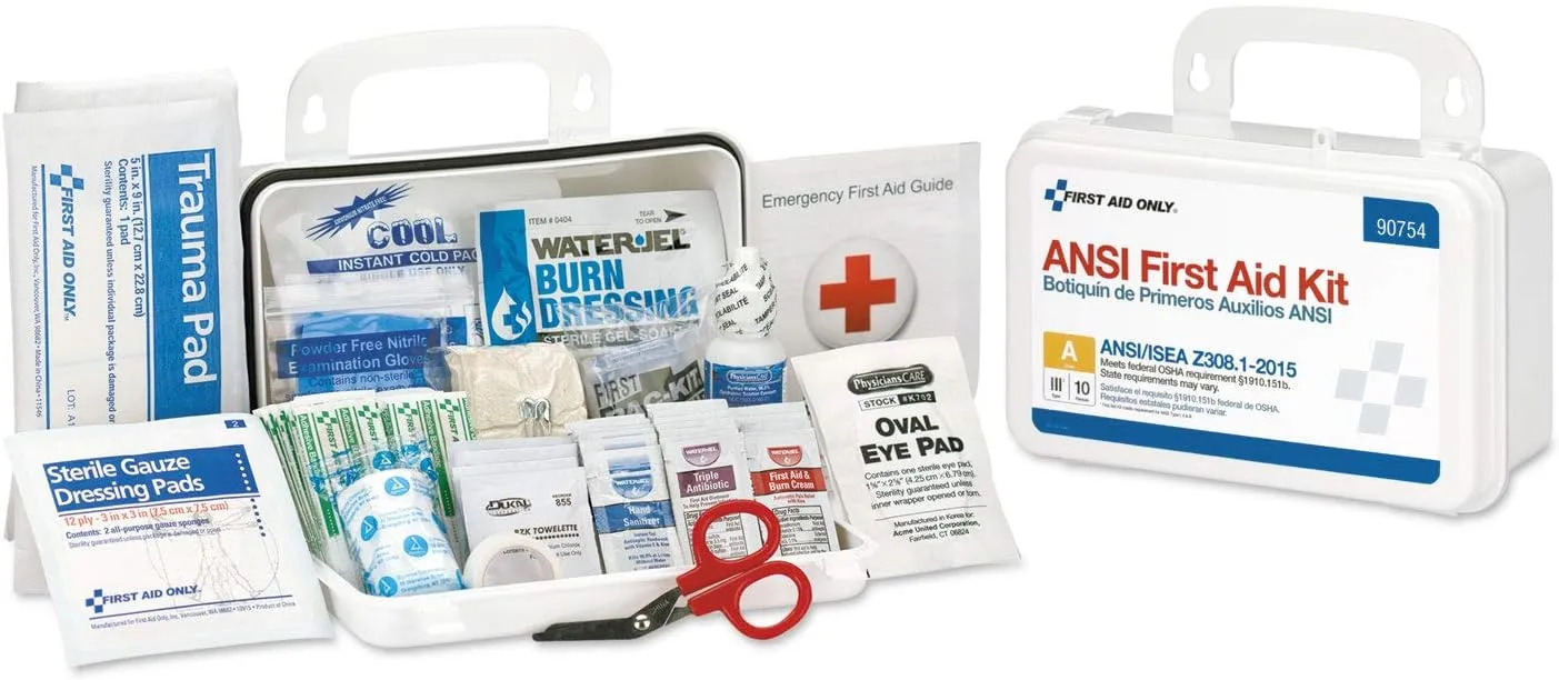 FIRST AID ONLY ANSI A First Aid Kit - Durable Plastic Case