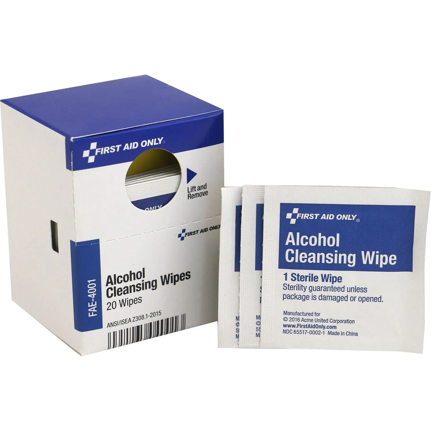 First Aid Only FAE-4001 Alcohol Cleansing Pads, 20 Count Skin Cleaning Wipe