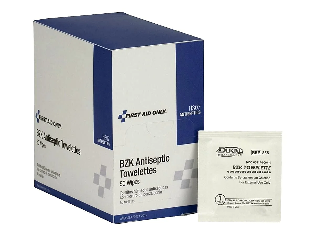 First Aid Only Antiseptic Cleansing Wipes, Box of 50