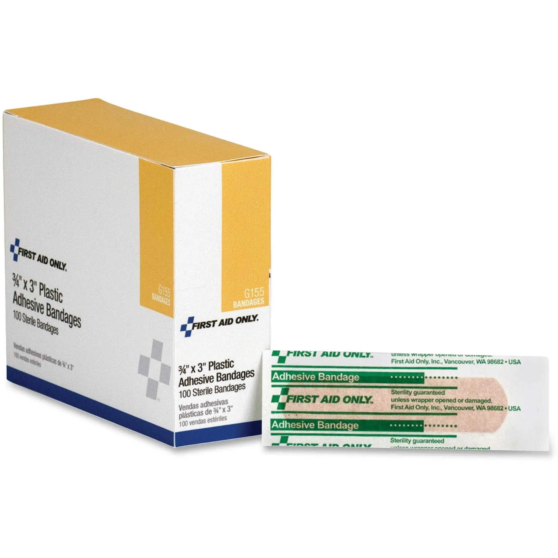 PhysiciansCare by First Aid Only G155 First Aid Plastic Bandages 3/4-Inch x 3-Inch 100/Box