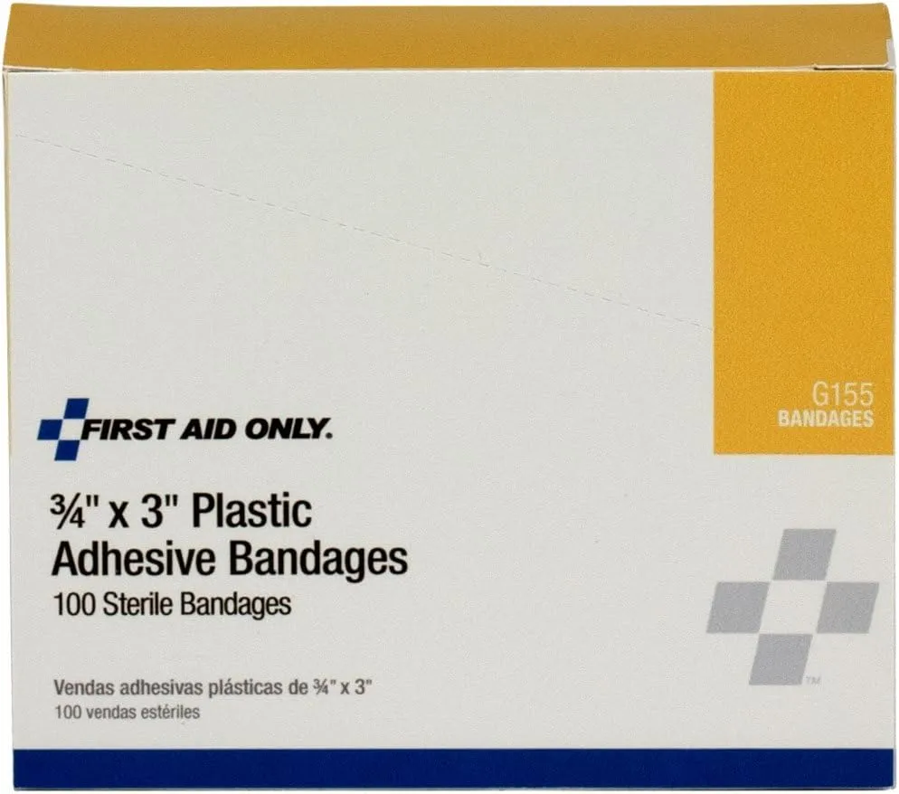 PhysiciansCare by First Aid Only G155 First Aid Plastic Bandages 3/4-Inch x 3-Inch 100/Box