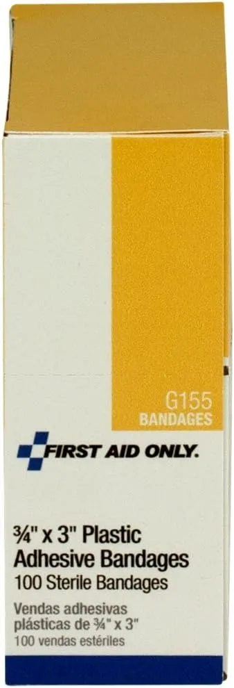 PhysiciansCare by First Aid Only G155 First Aid Plastic Bandages 3/4-Inch x 3-Inch 100/Box