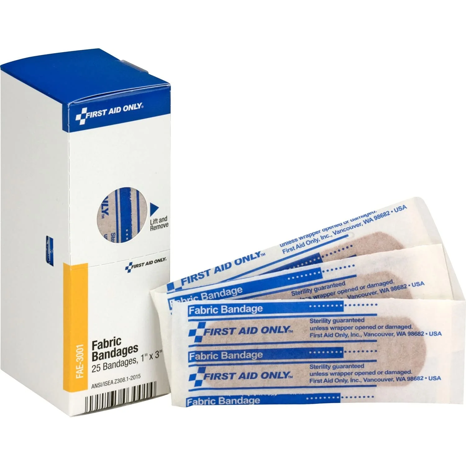 First Aid Only SmartCompliance Fabric Bandages 1in x 3in - 25 Pack